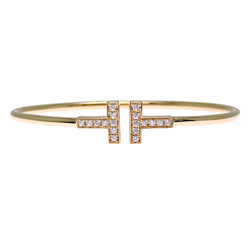 Tiffany & Co. 18K Yellow Gold T Diamond Wire Bracelet for Women and Men